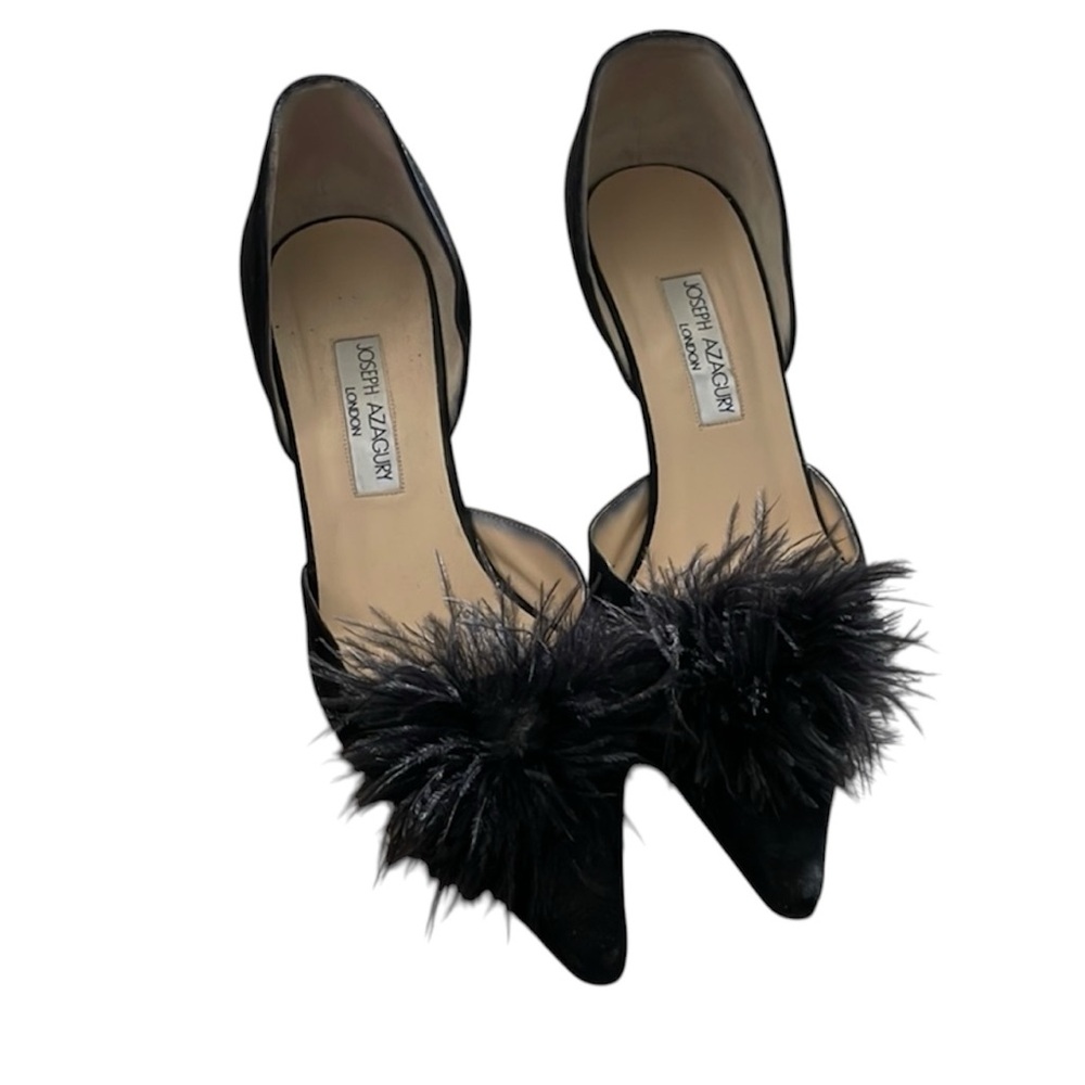 Joseph Azagury London Vintage Black Feathered Women's Heels
